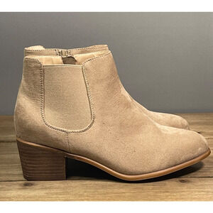 Treasure & Bond Women's Veronica Boots Size 5 Beige Faux Suede Block Heel Zip Up